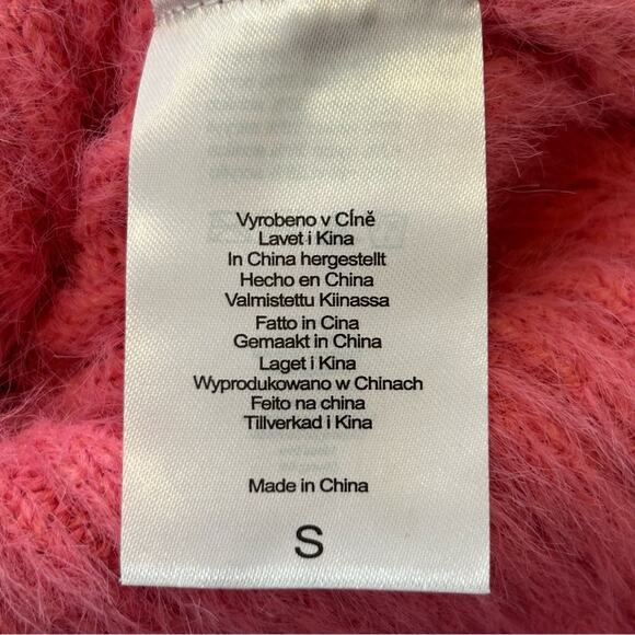 The Ragged Priest Pink Zipper Front Eyelash Short Sleeve Sweater Small - Picture 7 of 9